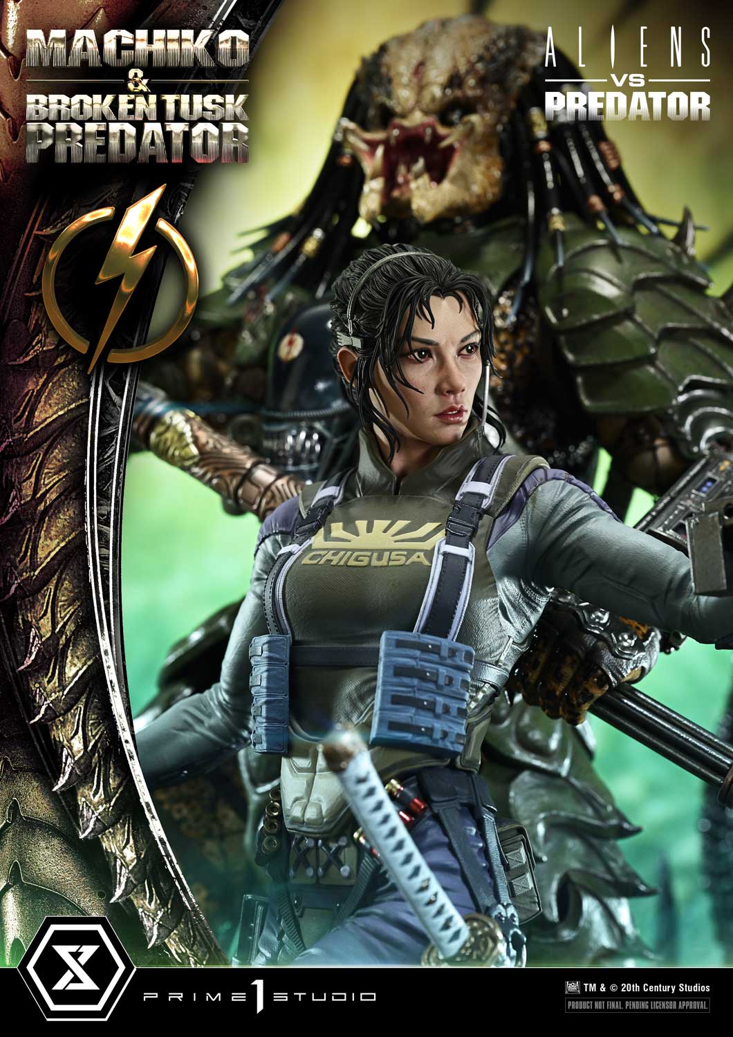 Aliens vs. Predator Ultimate Premium Masterline Machiko & Broken Tusk Predator (Deluxe Ver.) 1/4 Scale Statue Gallery Image 13