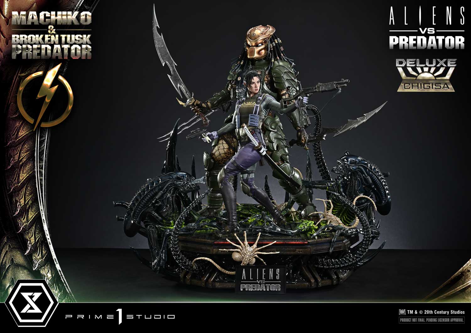 Aliens vs. Predator Ultimate Premium Masterline Machiko & Broken Tusk Predator (Deluxe Ver.) 1/4 Scale Statue Gallery Image 36