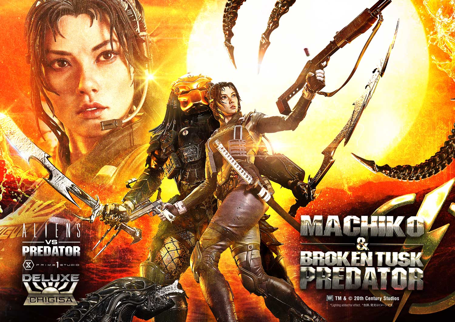 Aliens vs. Predator Ultimate Premium Masterline Machiko & Broken Tusk Predator (Deluxe Ver.) 1/4 Scale Statue Gallery Image 3