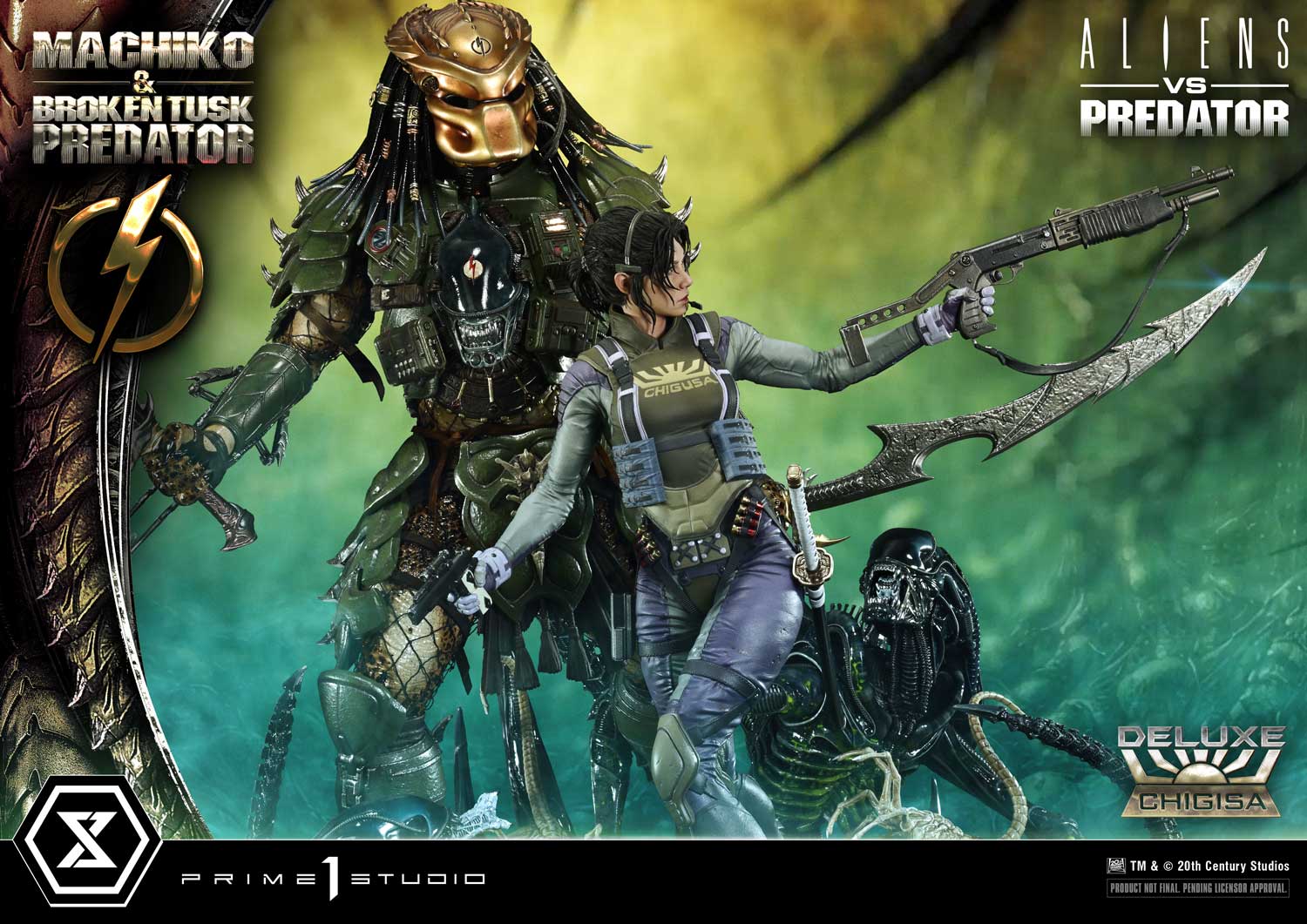 Aliens vs. Predator Ultimate Premium Masterline Machiko & Broken Tusk Predator (Deluxe Bonus Ver.) 1/4 Scale Limited Edition Statue Gallery Image 7