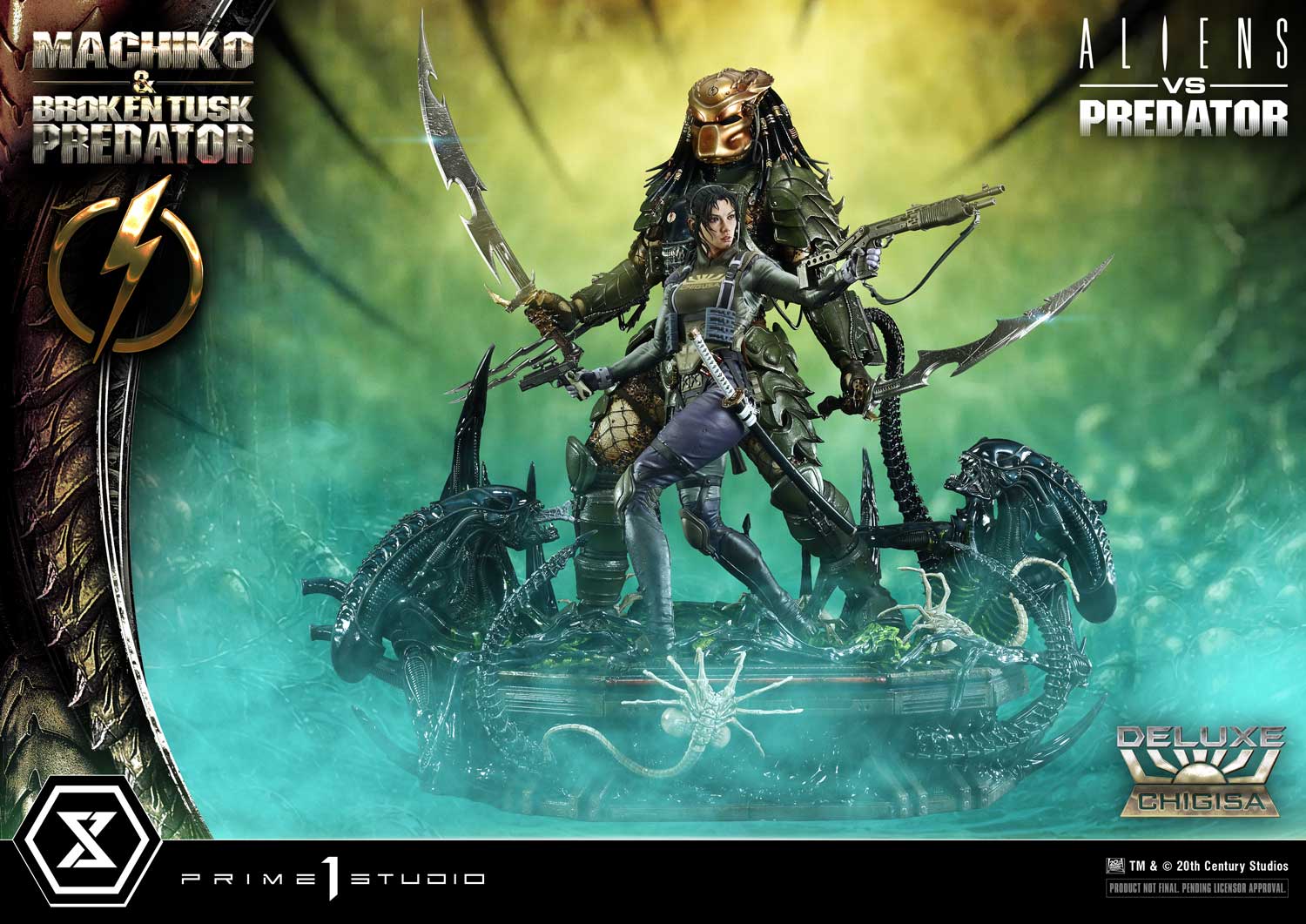 Aliens vs. Predator Ultimate Premium Masterline Machiko & Broken Tusk Predator (Deluxe Bonus Ver.) 1/4 Scale Limited Edition Statue Gallery Image 6