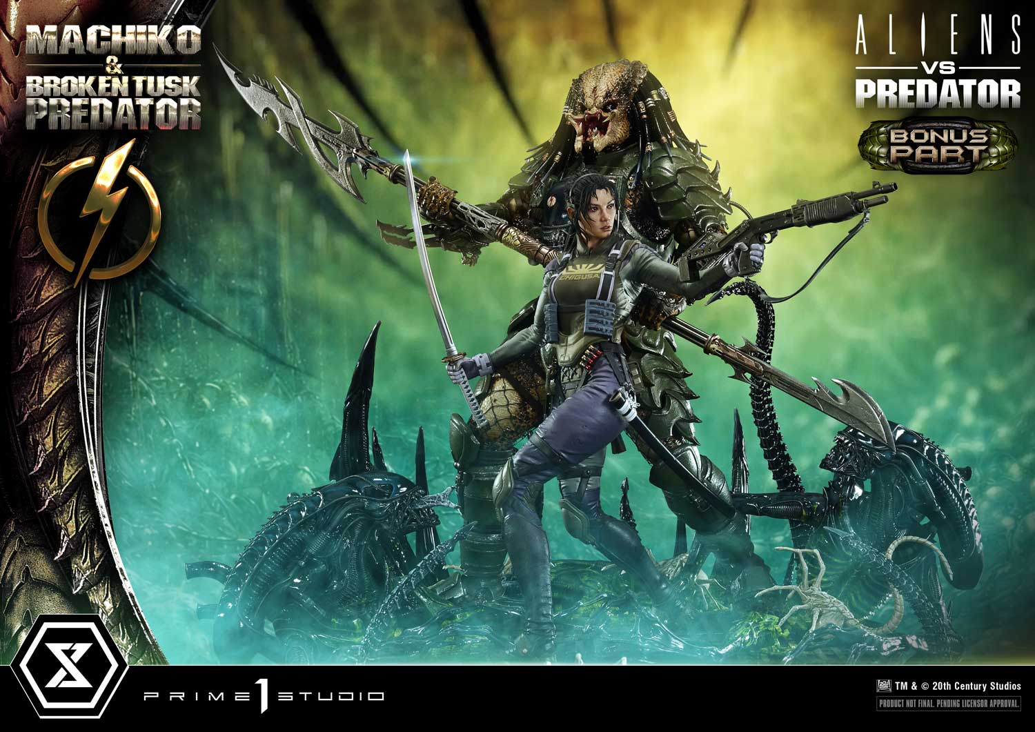 Aliens vs. Predator Ultimate Premium Masterline Machiko & Broken Tusk Predator (Deluxe Bonus Ver.) 1/4 Scale Limited Edition Statue Gallery Image 5