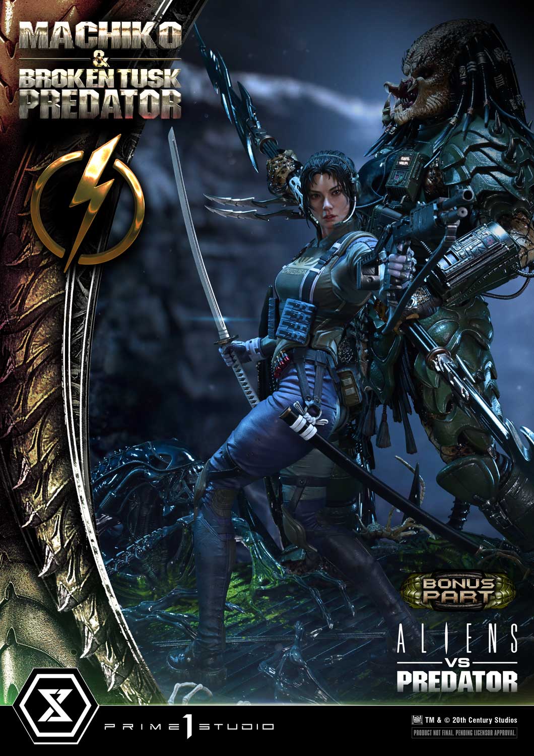 Aliens vs. Predator Ultimate Premium Masterline Machiko & Broken Tusk Predator (Deluxe Bonus Ver.) 1/4 Scale Limited Edition Statue Gallery Image 29