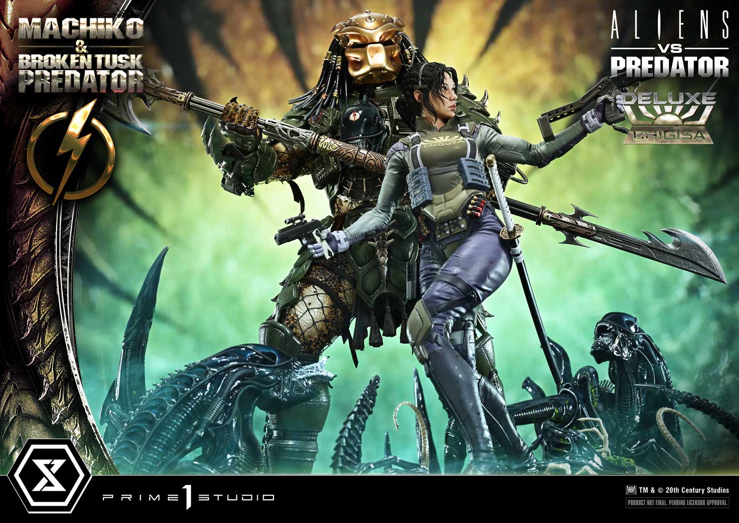 Aliens vs. Predator Ultimate Premium Masterline Machiko & Broken Tusk Predator (Deluxe Bonus Ver.) 1/4 Scale Limited Edition Statue Gallery Image 9