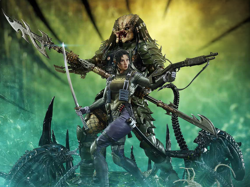 Aliens vs. Predator Ultimate Premium Masterline Machiko & Broken Tusk Predator (Deluxe Bonus Ver.) 1/4 Scale Limited Edition Statue Gallery Image 1