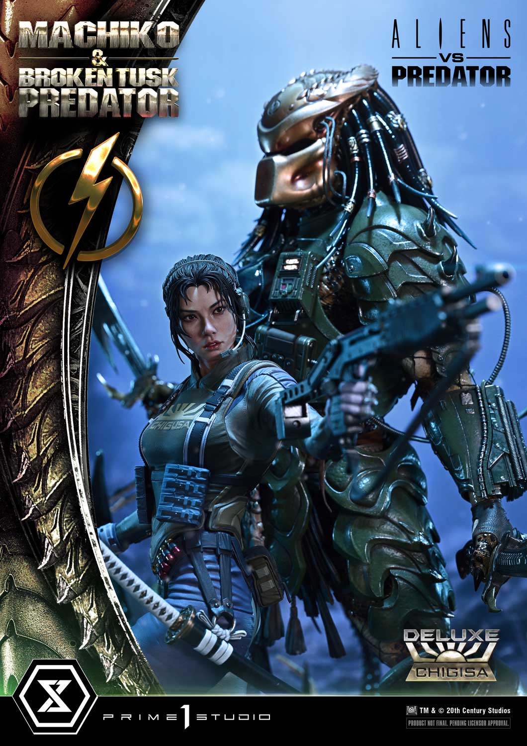 Aliens vs. Predator Ultimate Premium Masterline Machiko & Broken Tusk Predator (Deluxe Bonus Ver.) 1/4 Scale Limited Edition Statue Gallery Image 33