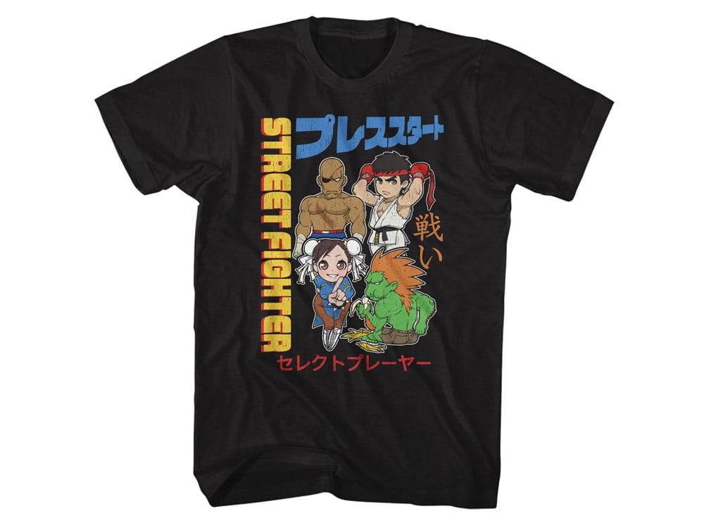 Street Fighter Chibi Characters with Kanji T-Shirt Gallery Image 1