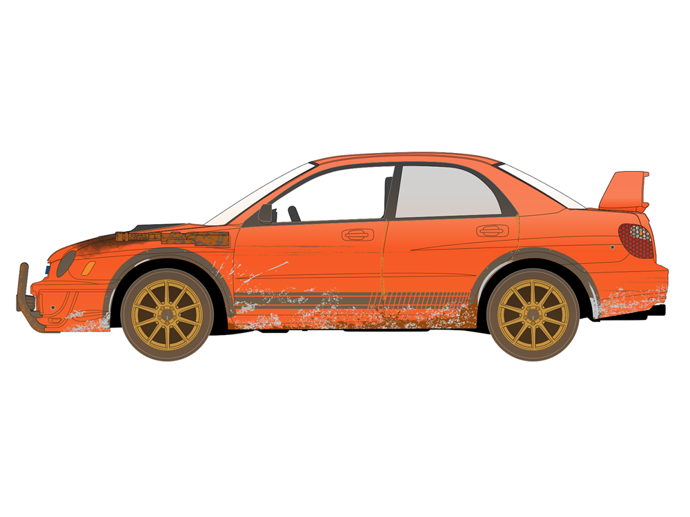 Twisted Metal "Evelyn" Subaru WRX 2002 1/64 Scale Die-Cast Model Gallery Image 1