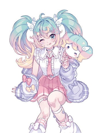 Image of Vocaloid Sweet School Life Hatsune Miku (Pastel Ver.) Noodle Stopper Figure