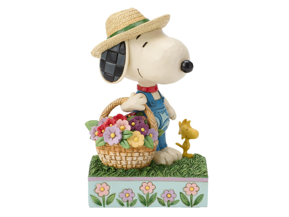Peanuts Snoopy Holding Flower Basket Figurine (Jim Shore) Gallery Image 1