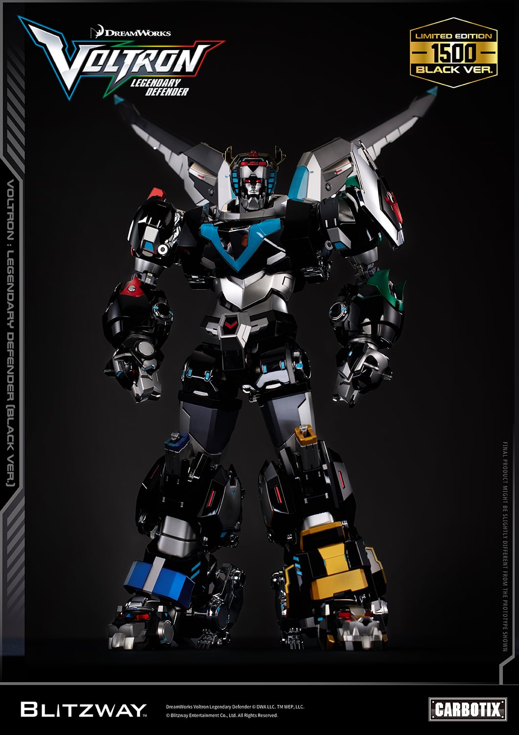 Voltron: Legendary Defender Carbotix Voltron (Black Ver.) Limited Edition Action Figure Gallery Image 6