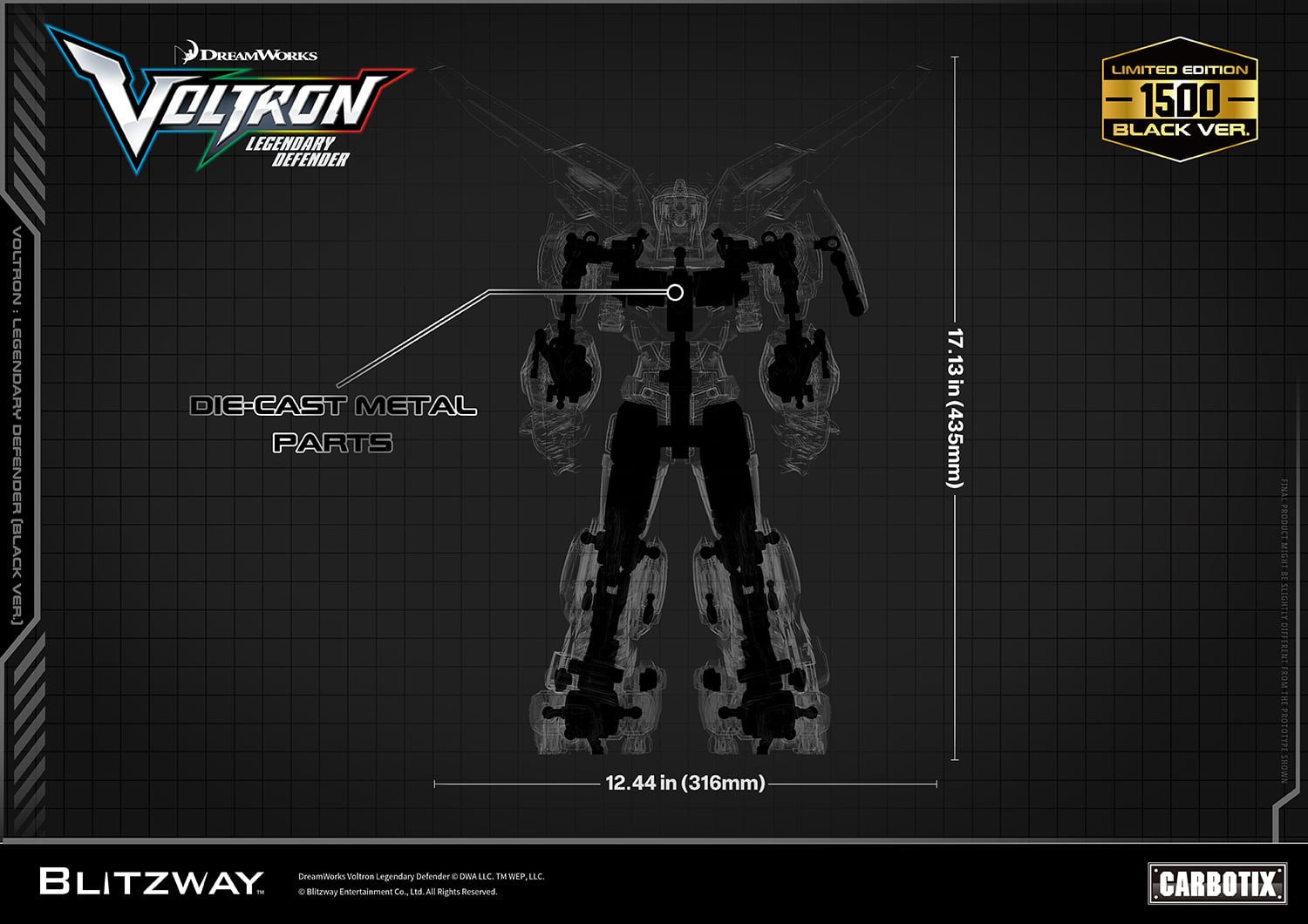 Voltron: Legendary Defender Carbotix Voltron (Black Ver.) Limited Edition Action Figure Gallery Image 31