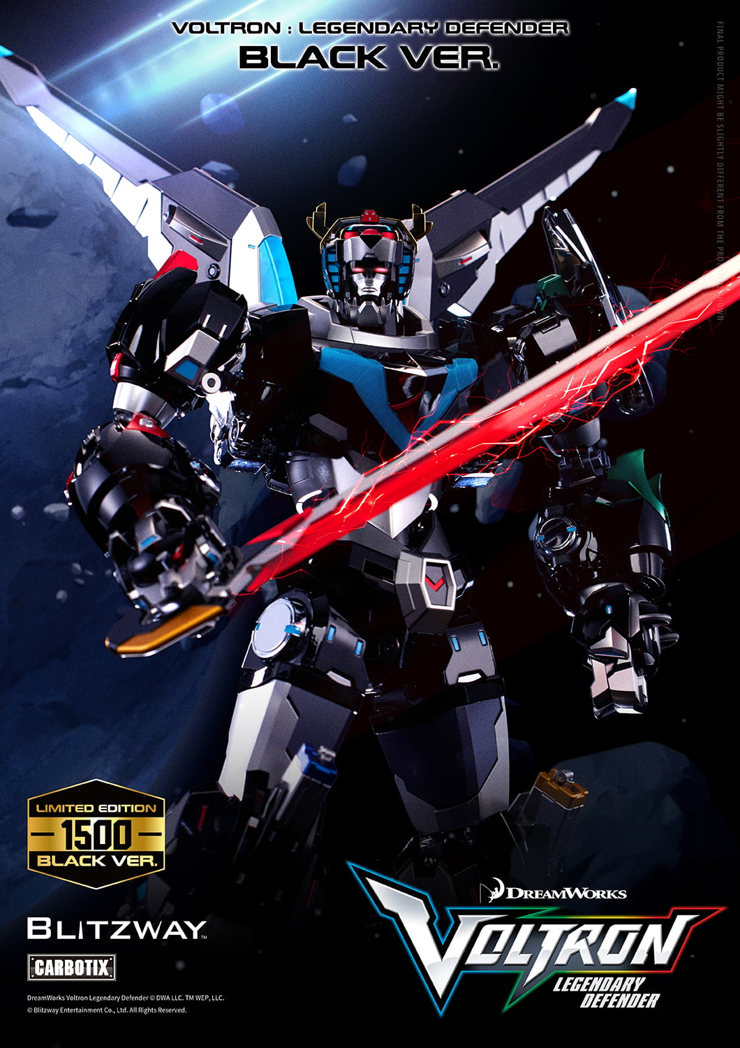 Voltron: Legendary Defender Carbotix Voltron (Black Ver.) Limited Edition Action Figure Gallery Image 4