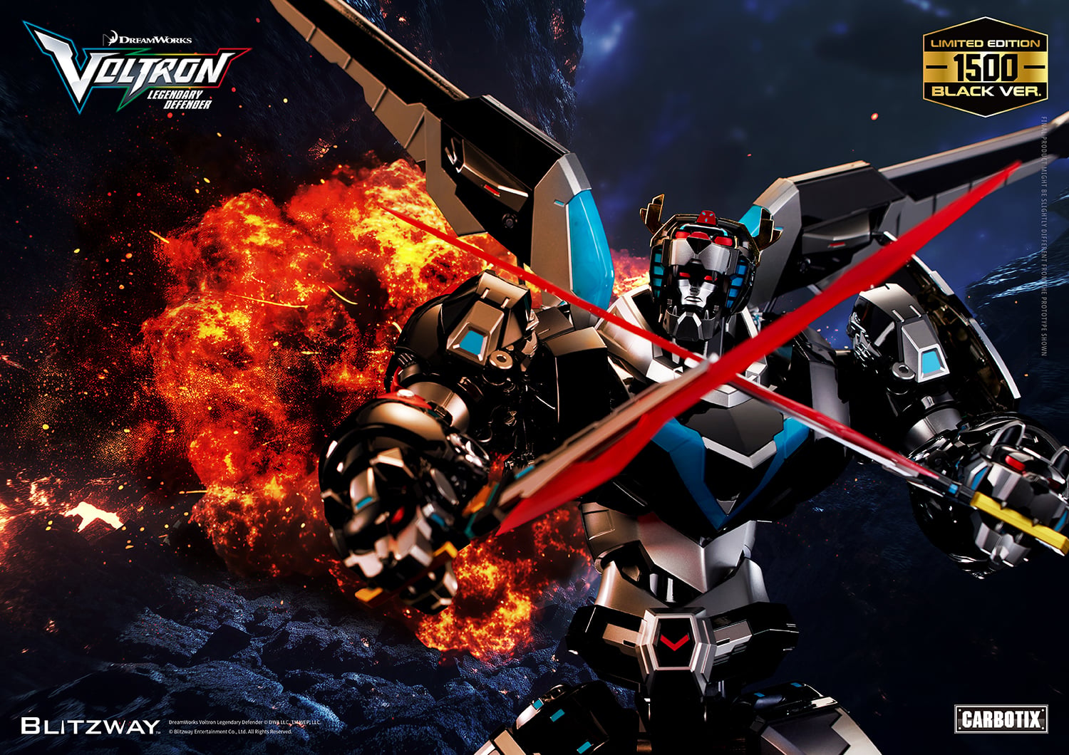 Voltron: Legendary Defender Carbotix Voltron (Black Ver.) Limited Edition Action Figure Gallery Image 3