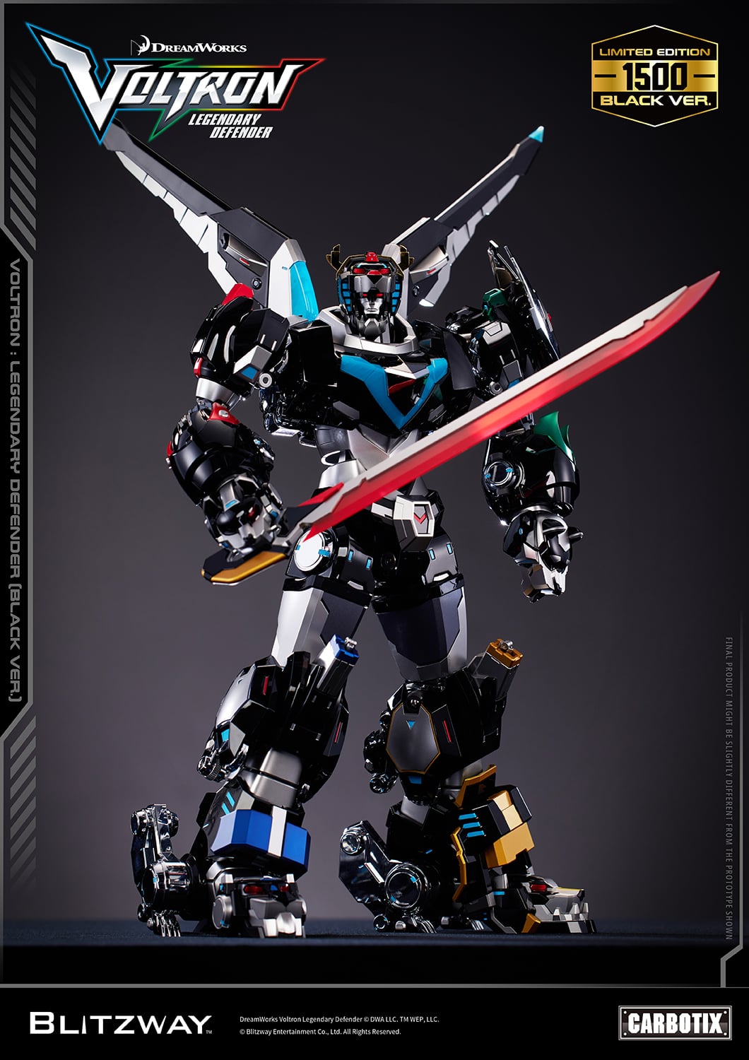 Voltron: Legendary Defender Carbotix Voltron (Black Ver.) Limited Edition Action Figure Gallery Image 8