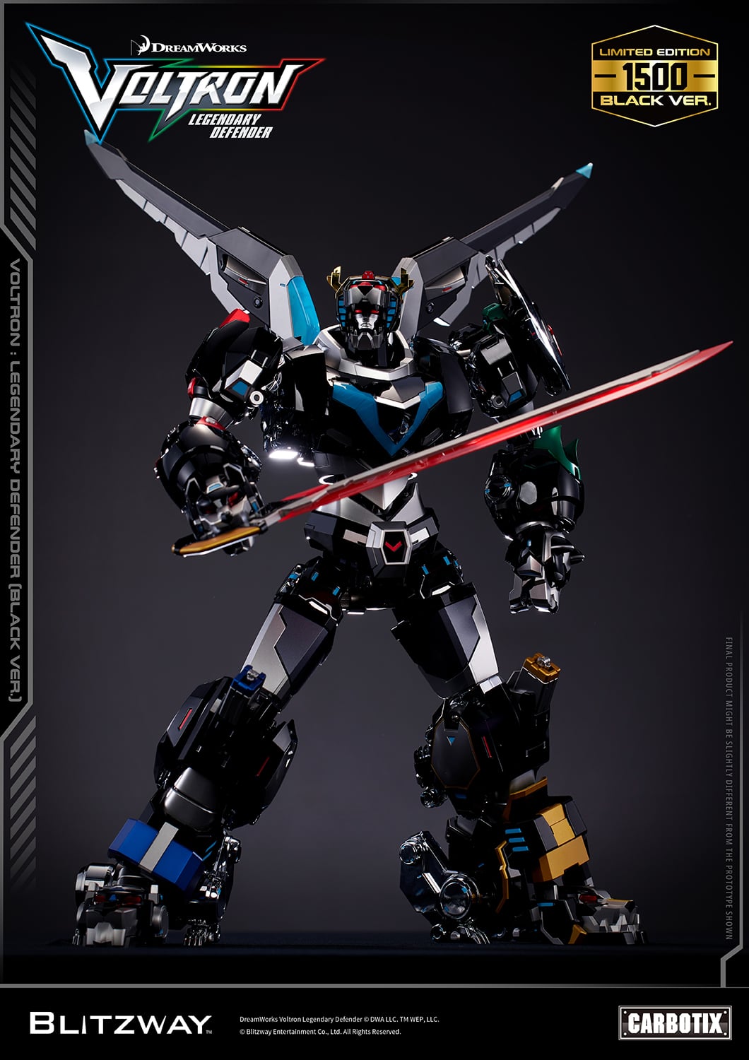 Voltron: Legendary Defender Carbotix Voltron (Black Ver.) Limited Edition Action Figure Gallery Image 7