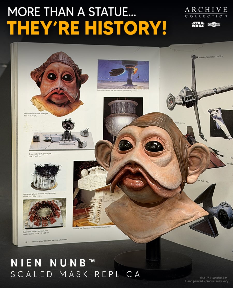 Star Wars: Return of the Jedi Archive Collection Nien Nunb Limited Edition Scaled Mask Replica Gallery Image 12
