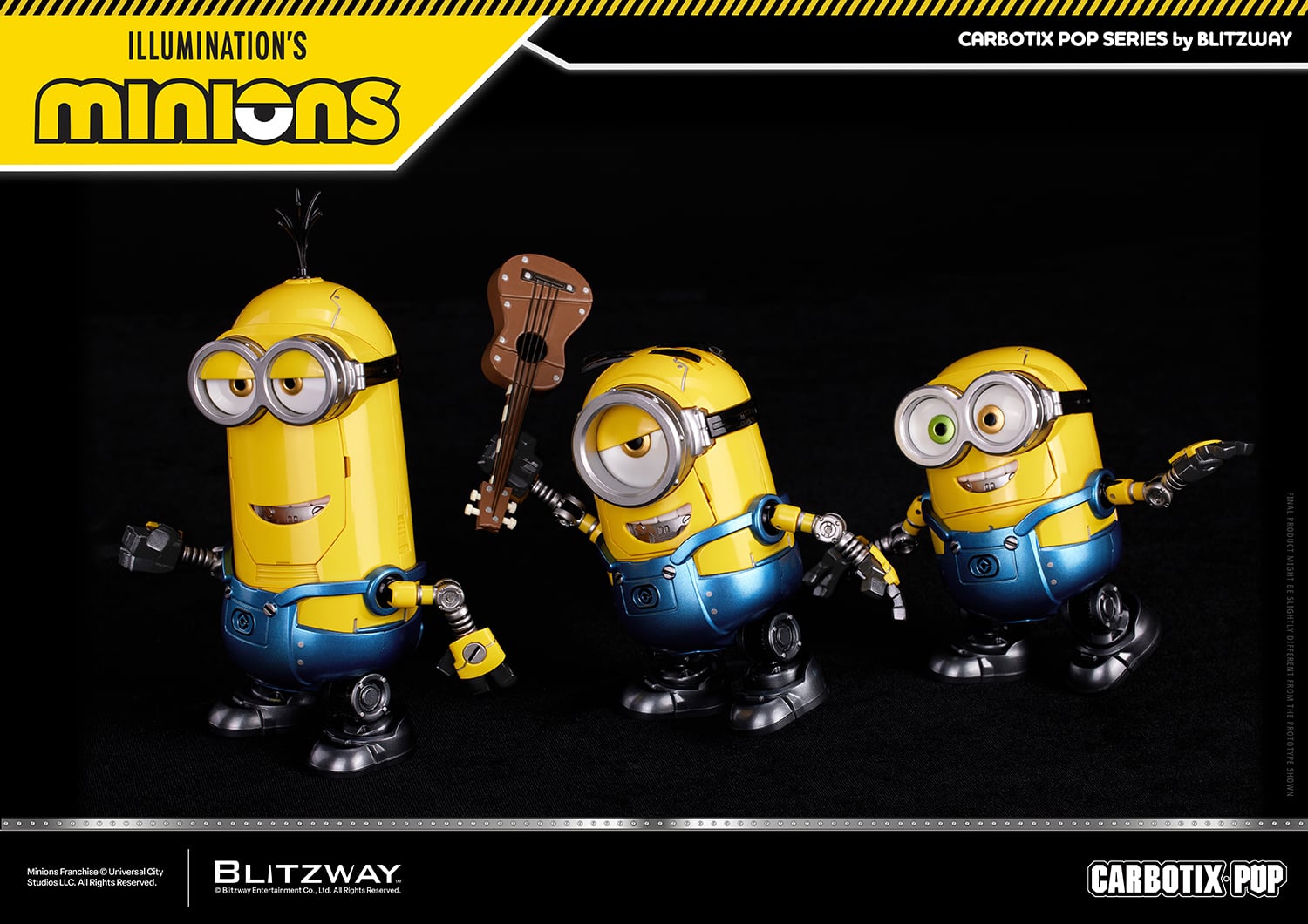 Minions Carbotix Pop Bob, Stuart & Kevin (Deluxe Ver.) Action Figure Three-Pack Gallery Image 7