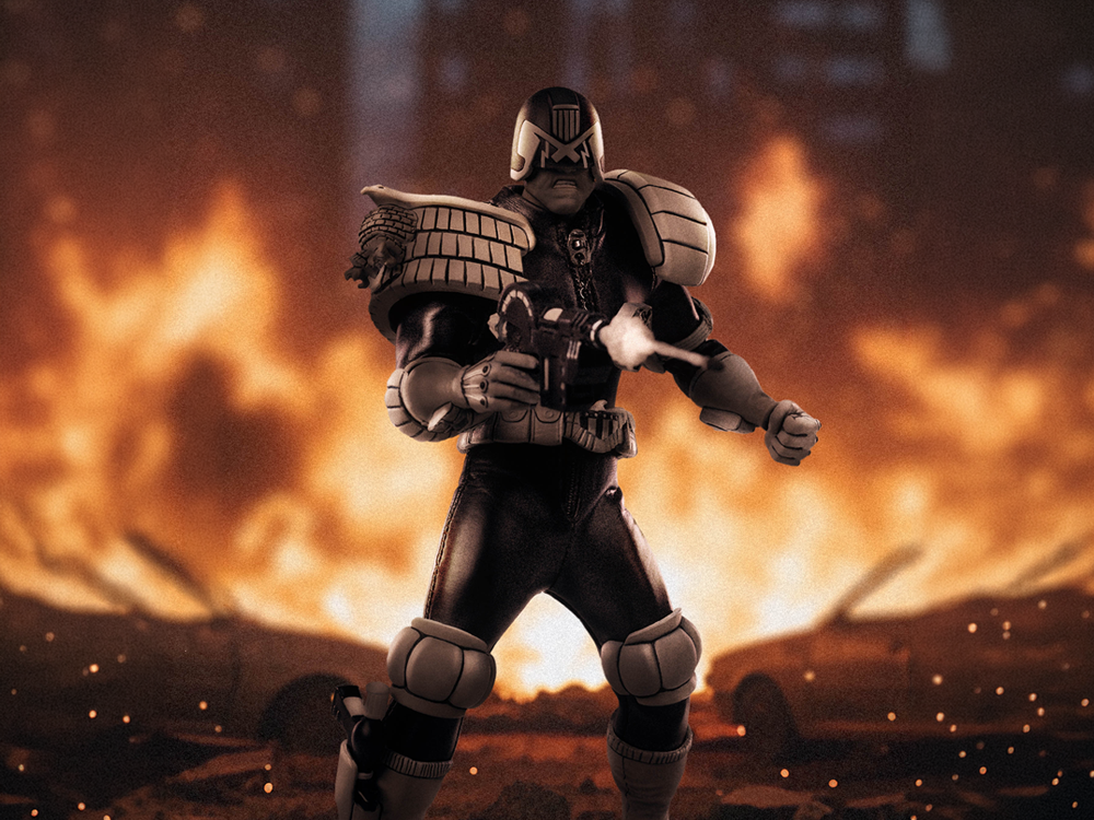 Judge Dredd Exquisite Super Series Judge Dredd (Black & White Ver.) 1/12 Scale Action Figure Gallery Image 1
