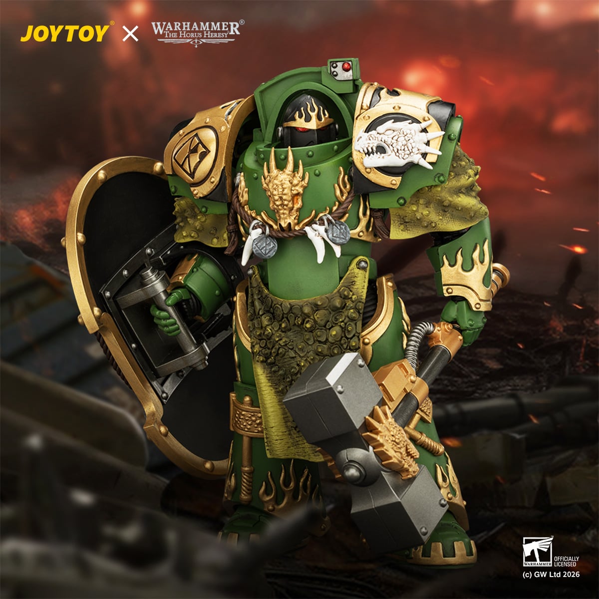 Warhammer: The Horus Heresy Salamanders Firedrake Terminator 1 with Thunder Hammer and Dragonscale Storm Shield 1/18 Scale Action Figure Gallery Image 3