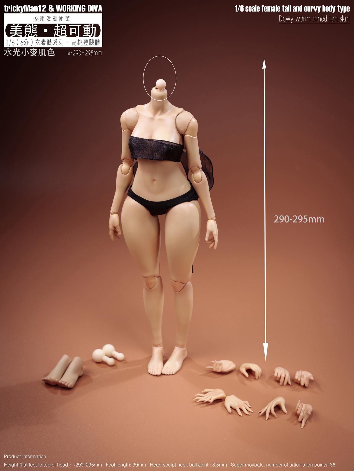 Female Tall and Curvy (Skin Tone Ver. C) 1/6 Scale Body Gallery Image 3
