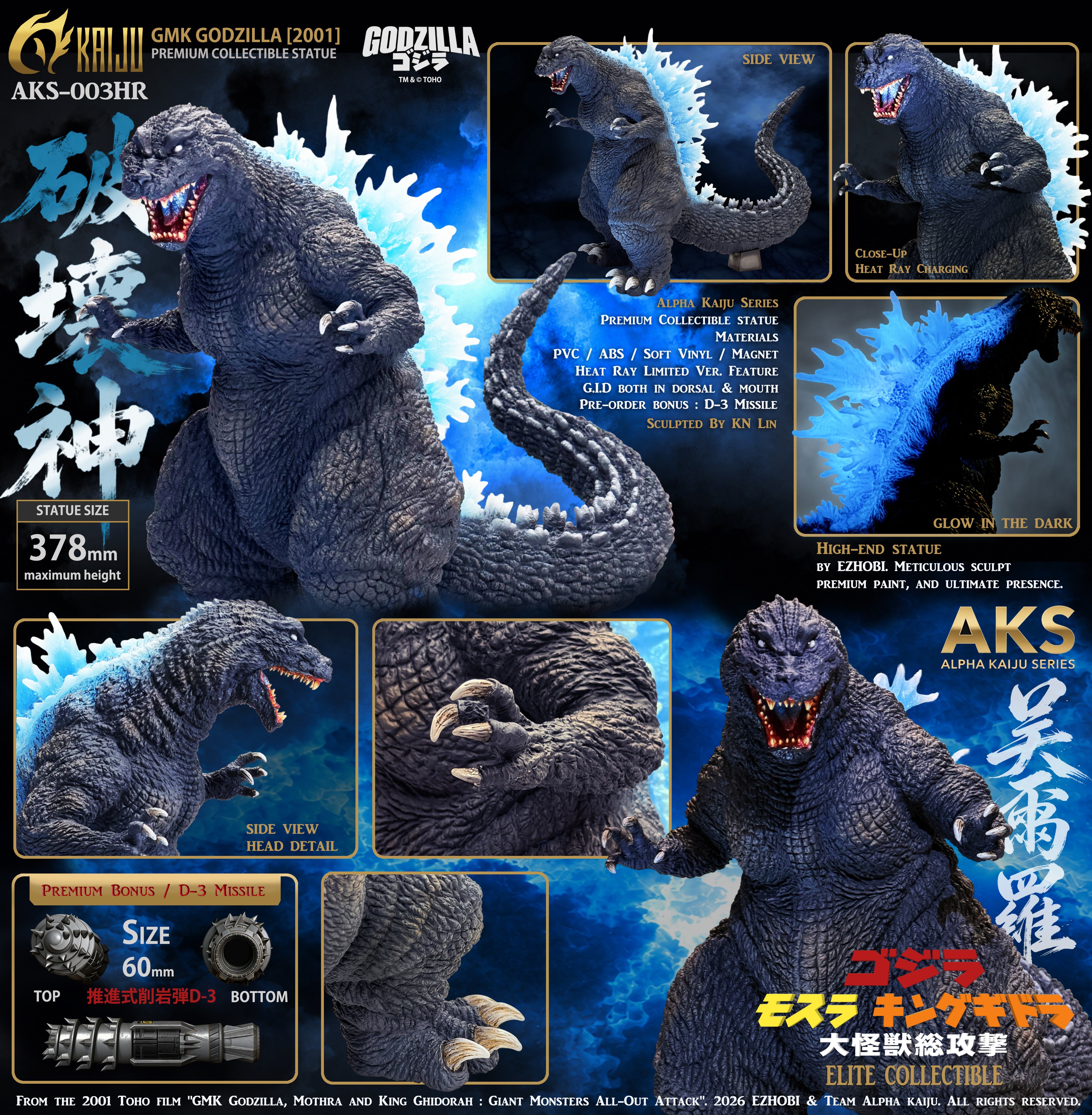 Godzilla, Mothra and King Ghidorah: Giant Monsters All-Out Attack (2001) Alpha Kaiju Series Godzilla (Heat Ray Ver.) Limited Edition Statue With Bonus Gallery Image 13