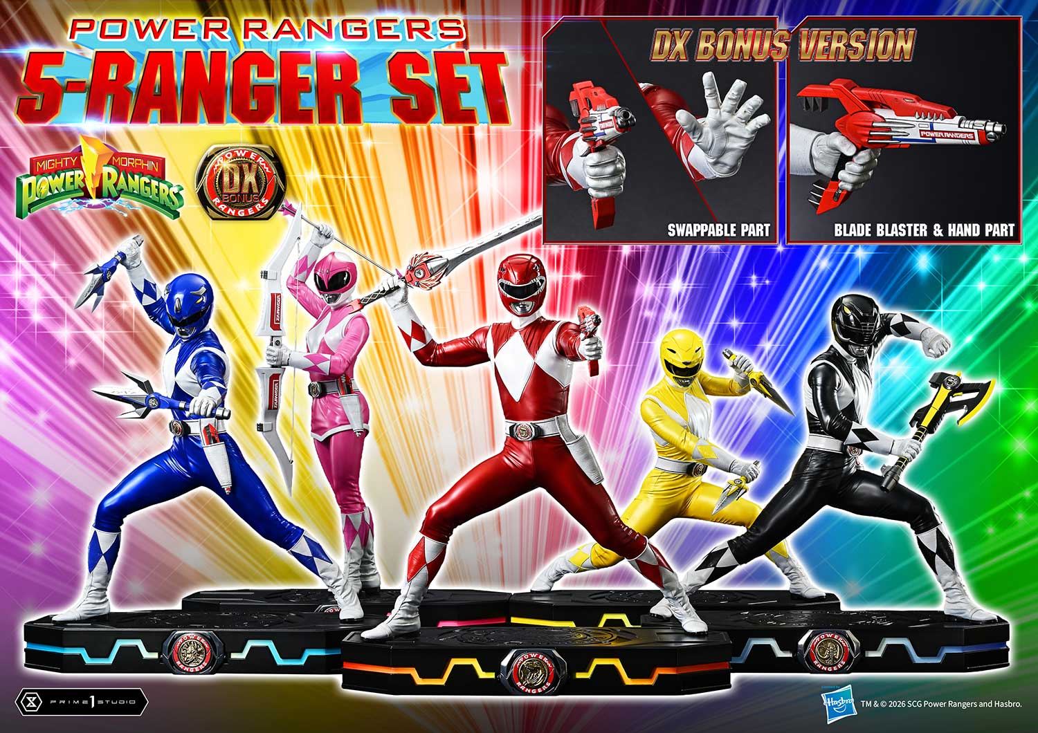 Mighty Morphin Power Rangers Premium Masterline Five Rangers (Deluxe Bonus Ver.) 1/4 Scale Limited Edition Statue Set Gallery Image 3