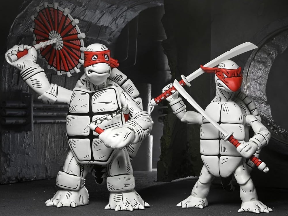 Teenage Mutant Ninja Turtles The First Sketch Turtles (Black & White) Action Figure Two-Pack (Autographed and Cased) Gallery Image 1