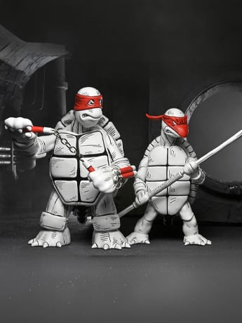 Teenage Mutant Ninja Turtles The First Sketch Turtles (Black & White) Action Figure Two-Pack (Autographed and Cased) Gallery Image 2