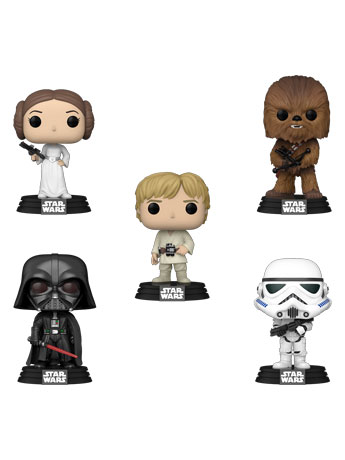 Star Wars Pop! Luke Skywalker, Princess Leia, Chewbacca, Darth Vader & Stormtrooper Five-Pack Gallery Image 2