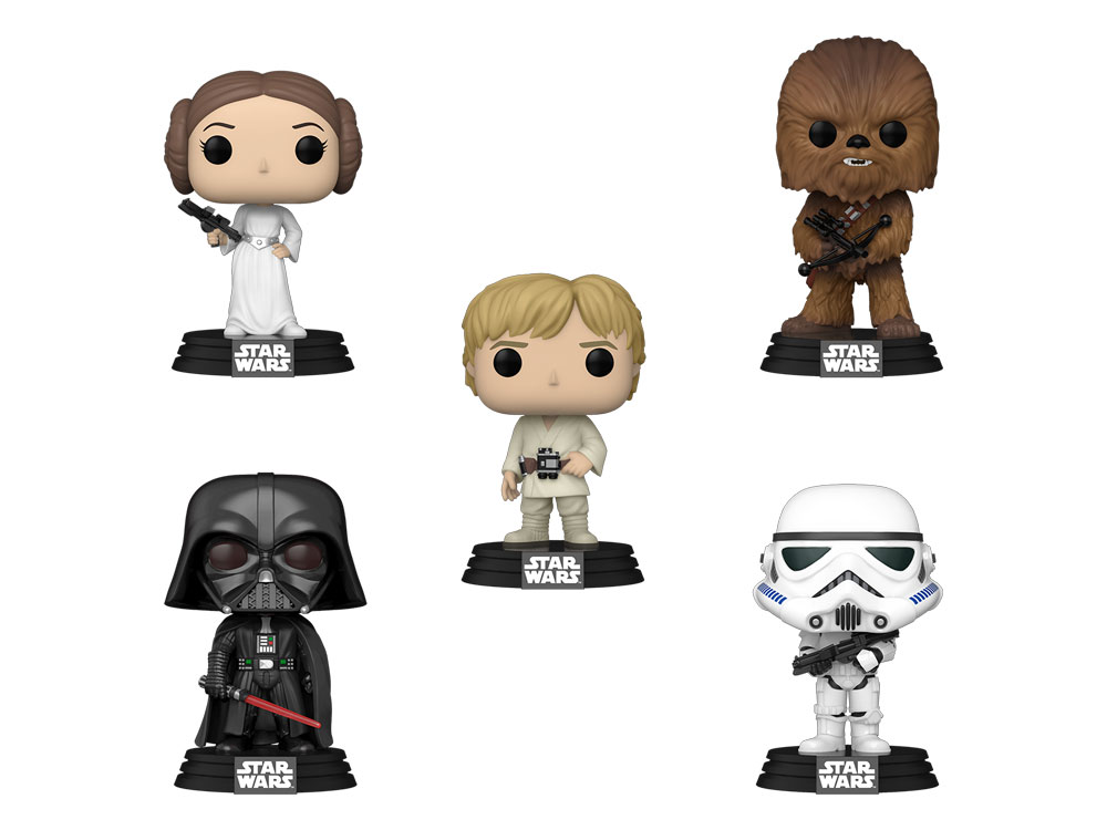 Star Wars Pop! Luke Skywalker, Princess Leia, Chewbacca, Darth Vader & Stormtrooper Five-Pack Gallery Image 1