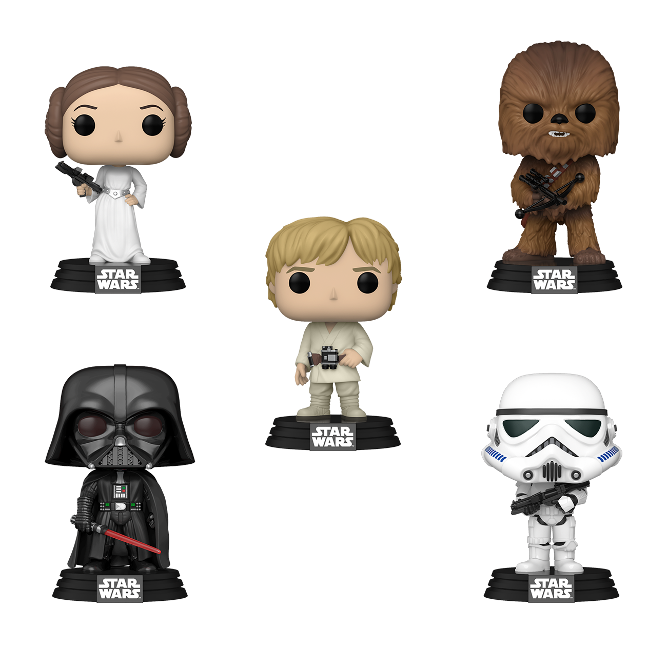 Star Wars Pop! Luke Skywalker, Princess Leia, Chewbacca, Darth Vader & Stormtrooper Five-Pack Gallery Image 4
