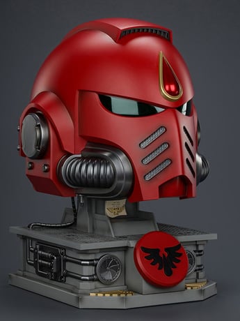 Warhammer 40,000 Blood Angels Mk X 1/1 Scale Helmet Replica with Display Stand Gallery Image 2