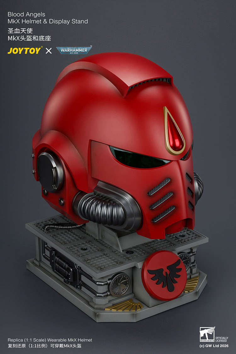 Warhammer 40,000 Blood Angels Mk X 1/1 Scale Helmet Replica with Display Stand Gallery Image 14