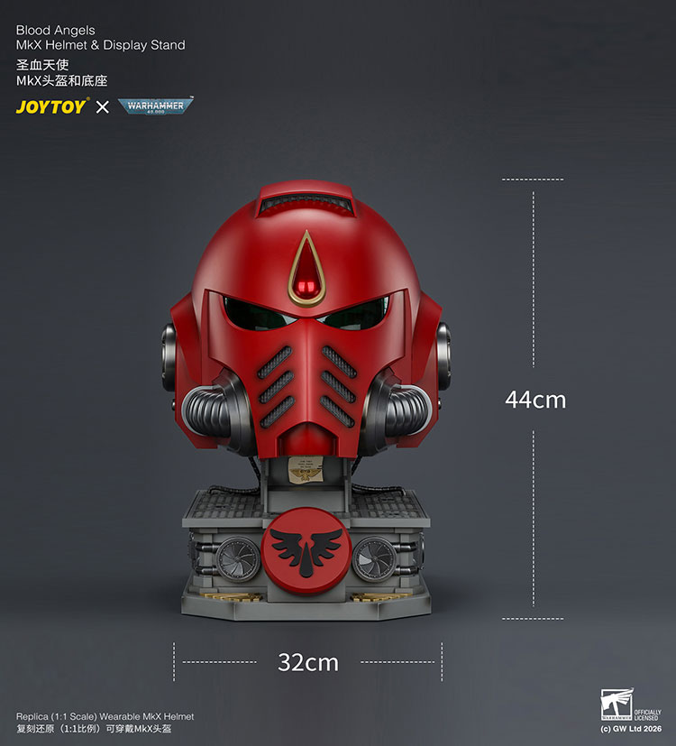 Warhammer 40,000 Blood Angels Mk X 1/1 Scale Helmet Replica with Display Stand Gallery Image 30