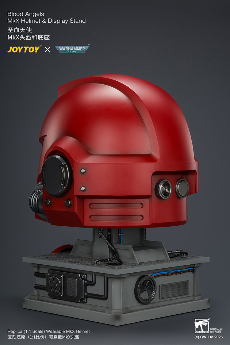Warhammer 40,000 Blood Angels Mk X 1/1 Scale Helmet Replica with Display Stand Gallery Image 8