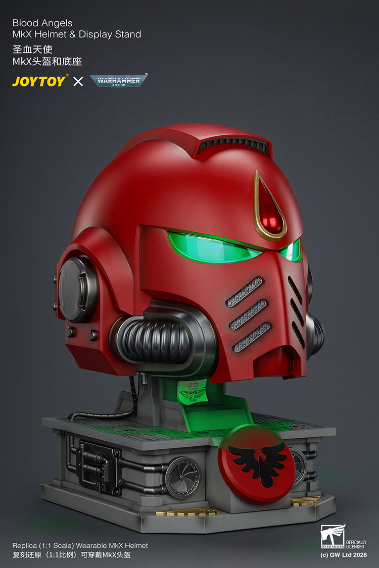 Warhammer 40,000 Blood Angels Mk X 1/1 Scale Helmet Replica with Display Stand Gallery Image 18