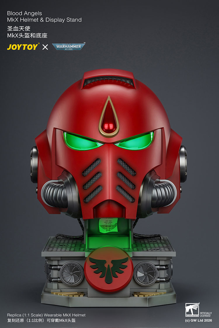 Warhammer 40,000 Blood Angels Mk X 1/1 Scale Helmet Replica with Display Stand Gallery Image 17