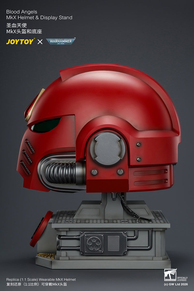 Warhammer 40,000 Blood Angels Mk X 1/1 Scale Helmet Replica with Display Stand Gallery Image 7