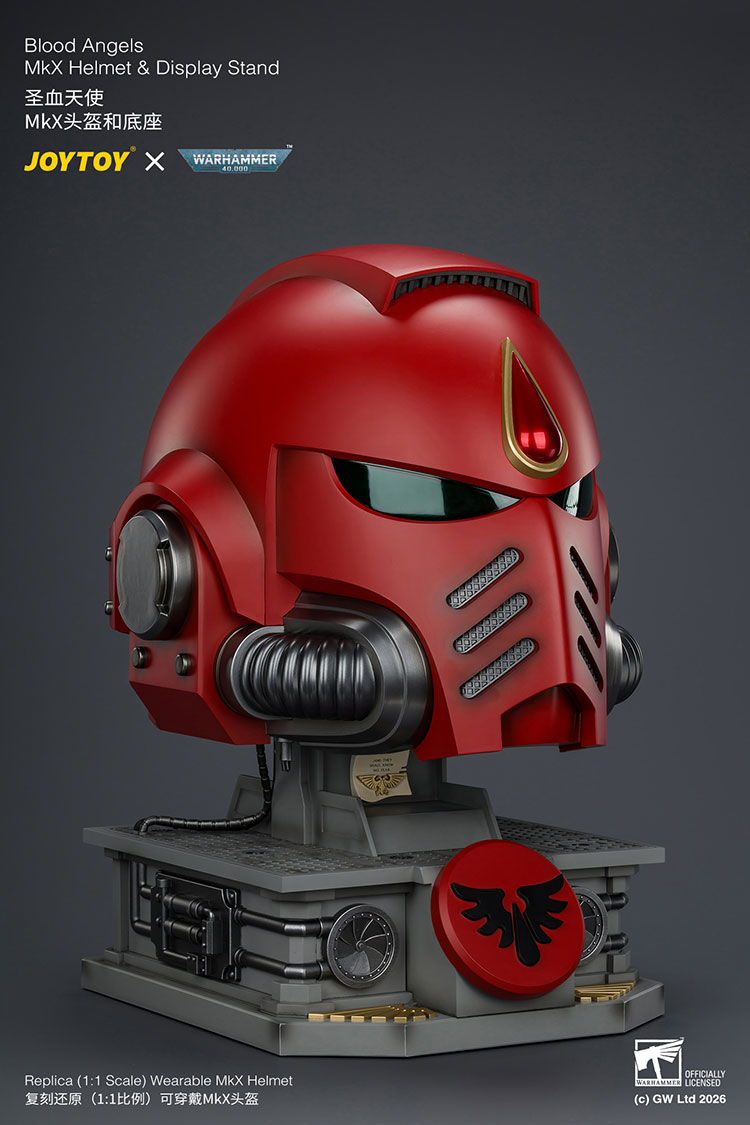 Warhammer 40,000 Blood Angels Mk X 1/1 Scale Helmet Replica with Display Stand Gallery Image 12