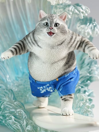 CAT サーフィン パーカー　XL Surfing Cat (Ver. A) Figure With Wave Base