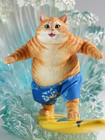 Surfing Cat (Ver. B) Figure With Wave Base