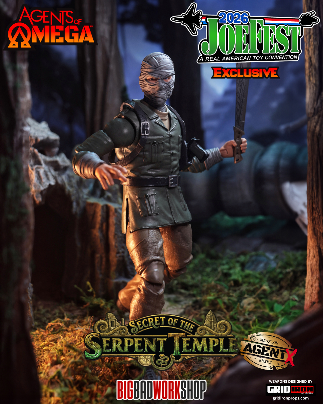 Agents of Omega: Secret of the Serpent Temple Agent X 1/12 Scale JoeFest 2026 Exclusive Action Figure Gallery Image 5