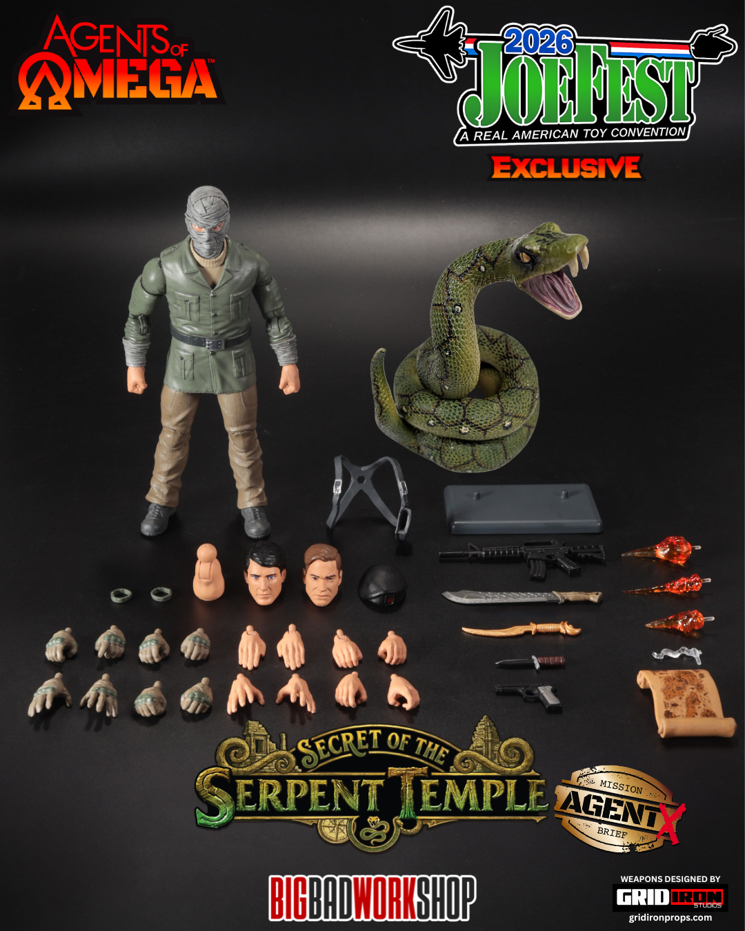 Agents of Omega: Secret of the Serpent Temple Agent X 1/12 Scale JoeFest 2026 Exclusive Action Figure Gallery Image 11