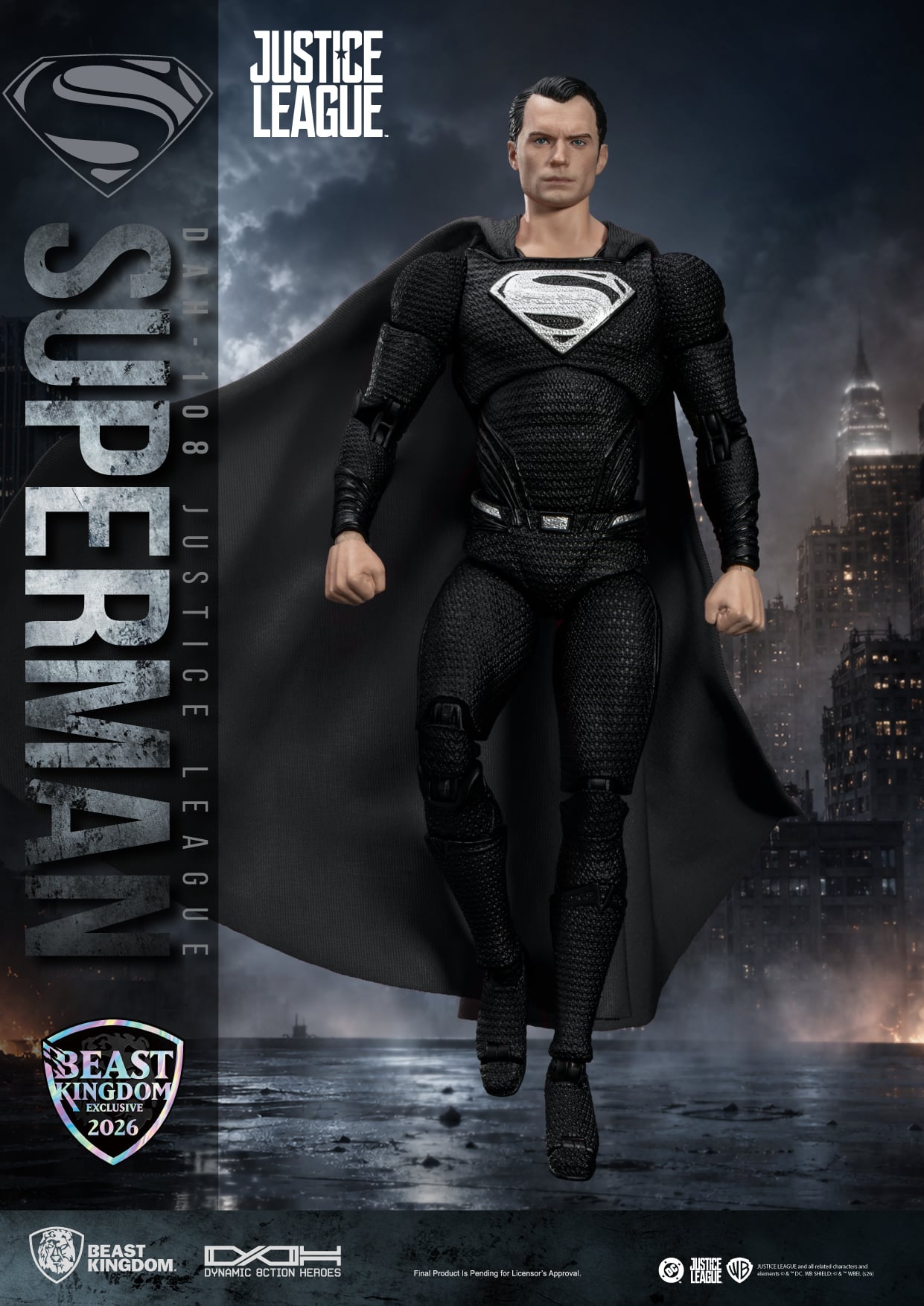 Justice League Dynamic 8ction Heroes DAH-108 Superman (Black Suit) SDCC 2026 Exclusive Action Figure Gallery Image 3