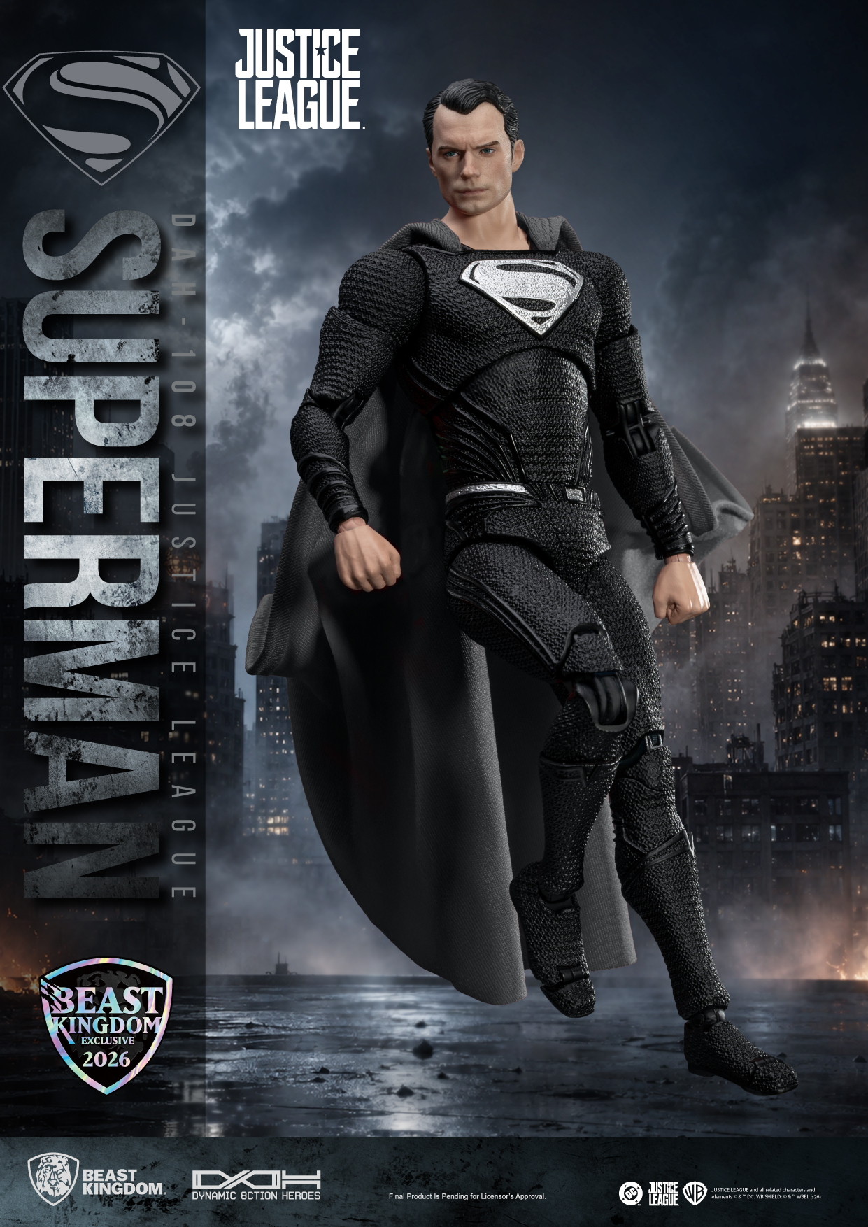 Justice League Dynamic 8ction Heroes DAH-108 Superman (Black Suit) SDCC 2026 Exclusive Action Figure Gallery Image 4
