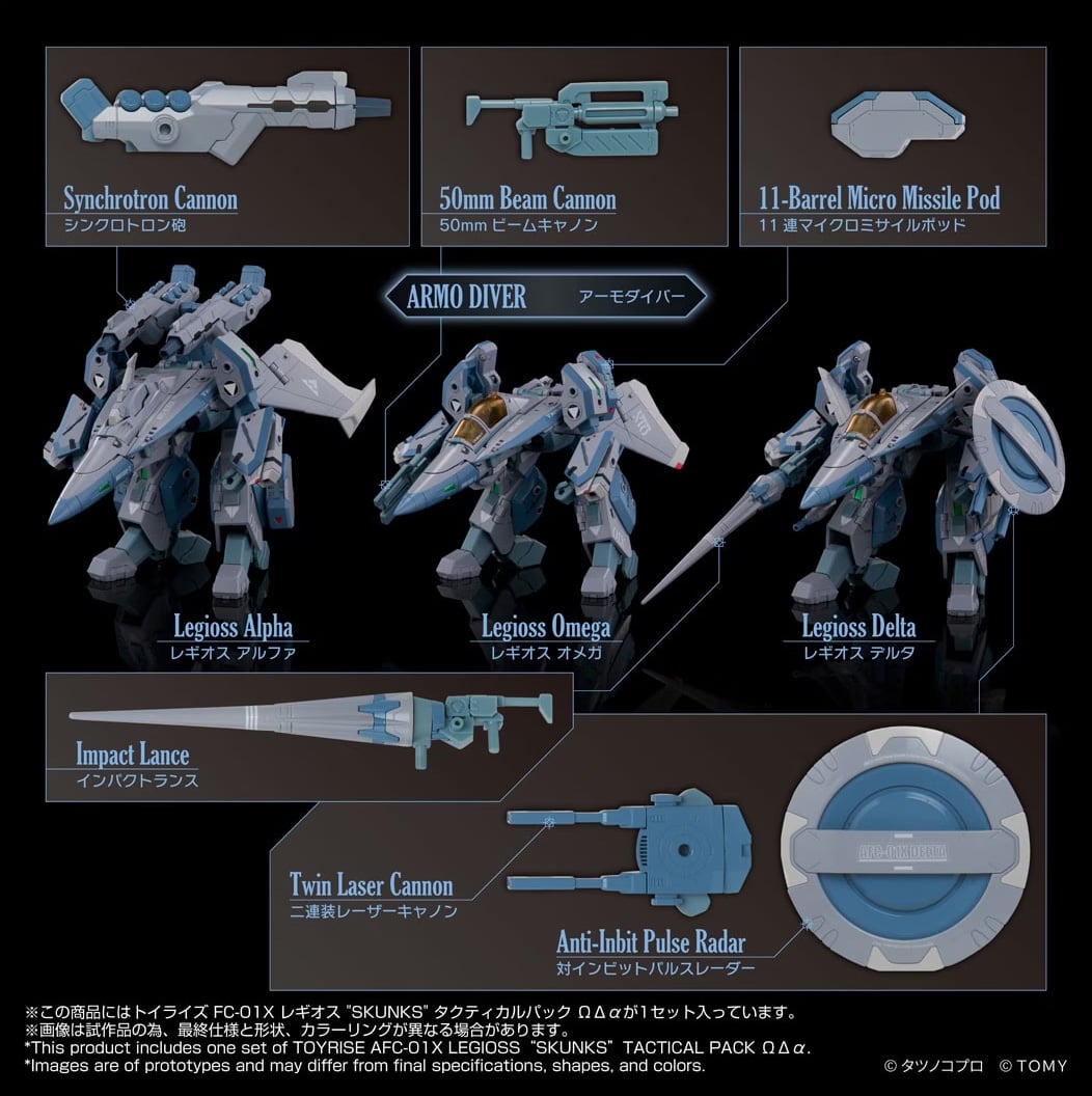 Genesis Climber Mospeada Toyrise AFC-01X Legioss Omega, Delta and Alpha "SKUNKs" Tactical Three Figure Pack Gallery Image 10