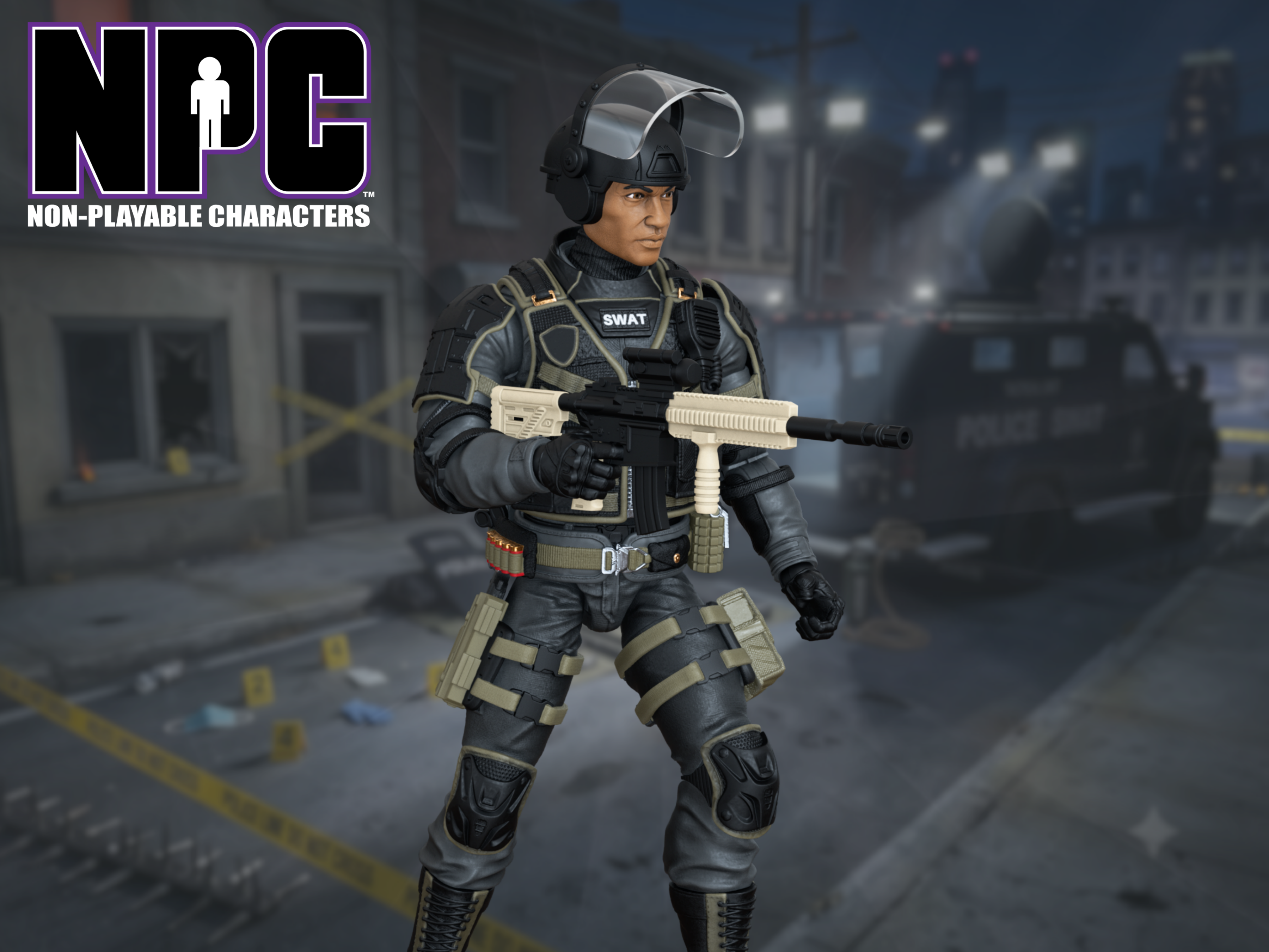 NPC (Non-Playable Characters) SWAT Commander 1/12 Scale Action Figure Gallery Image 1