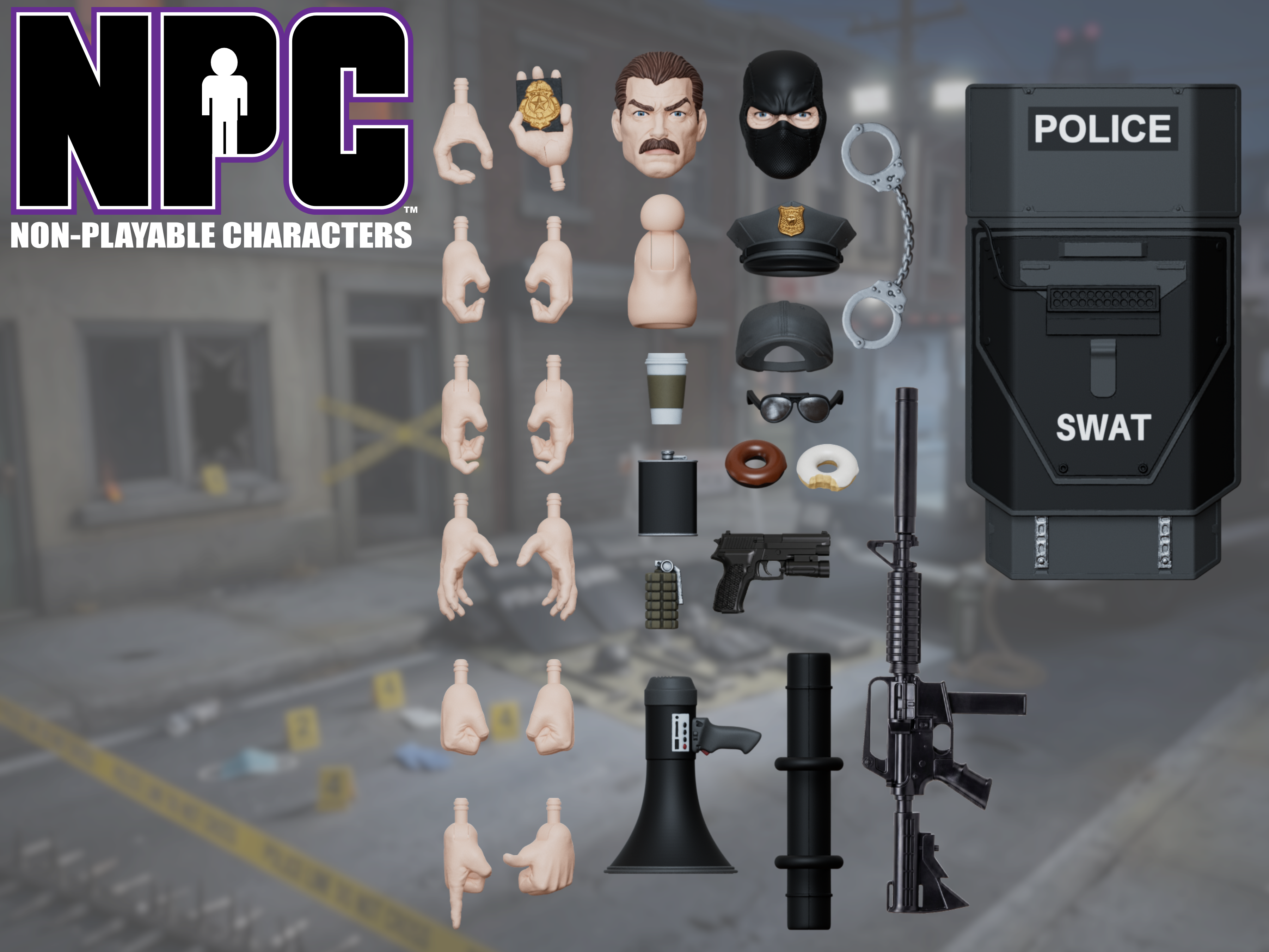 NPC (Non-Playable Characters) SWAT Accessory Kit (Ver. 02) 1/12 Scale Accessory Set Gallery Image 1