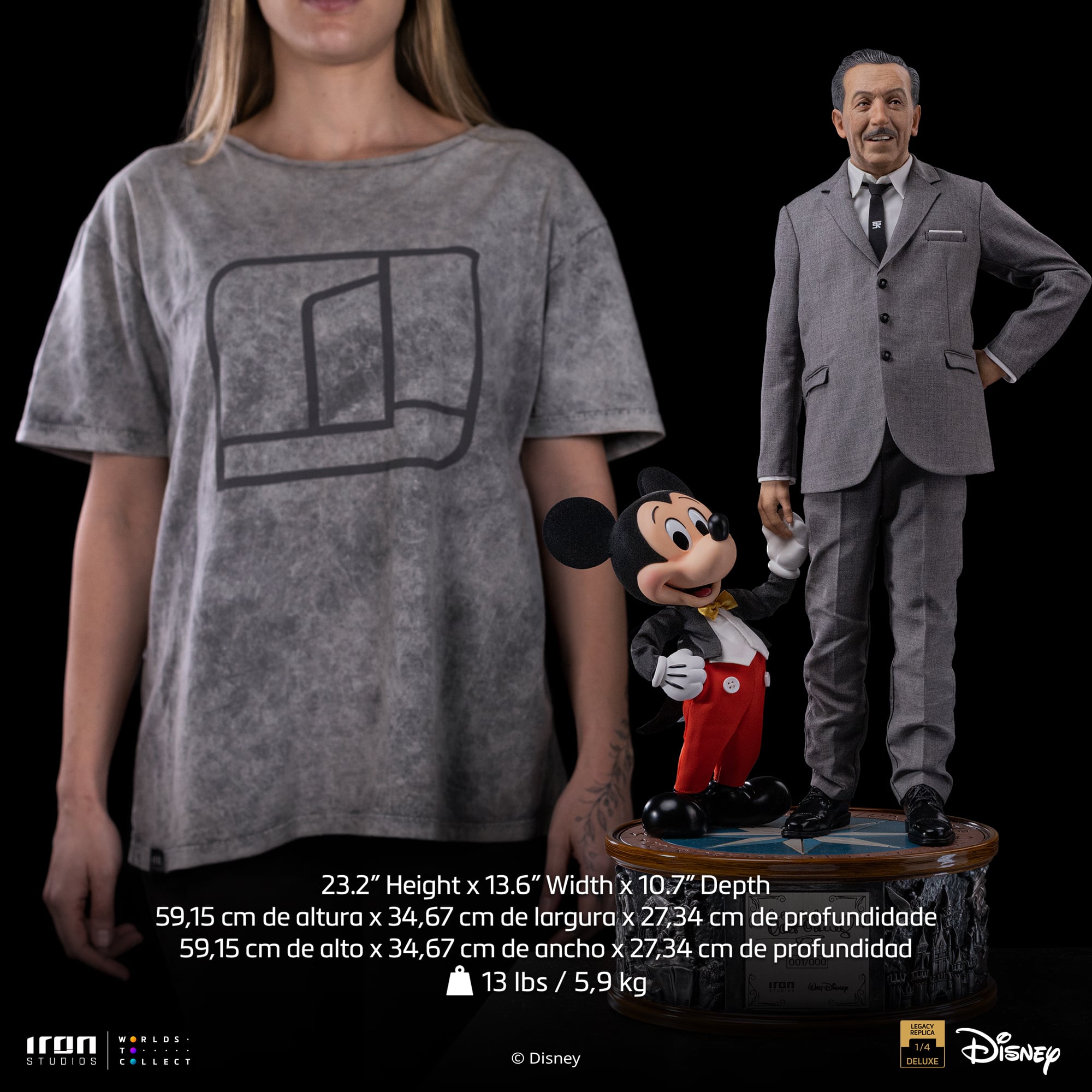 Disney Classics Walt Disney & Mickey Mouse Legacy Replica 1/4 Scale Statue Gallery Image 27